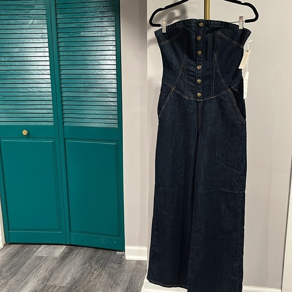 Anthropologie NWT Strapless Denim Corset Jumpsuit - 8 (runs small) - Picture 6 of 15